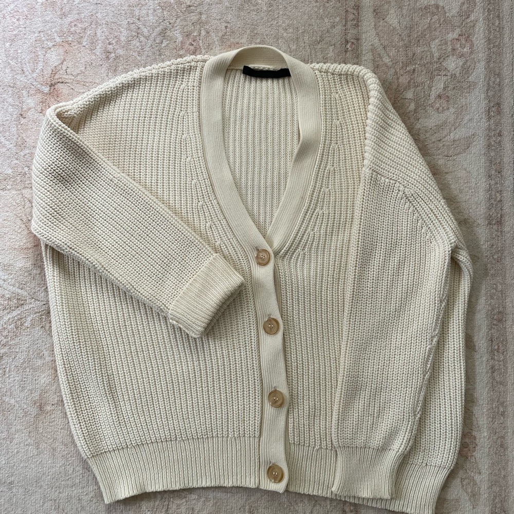 Jenni Kayne Cotton Cocoon Cardigan, Ivory, XXS - Picture 5 of 13